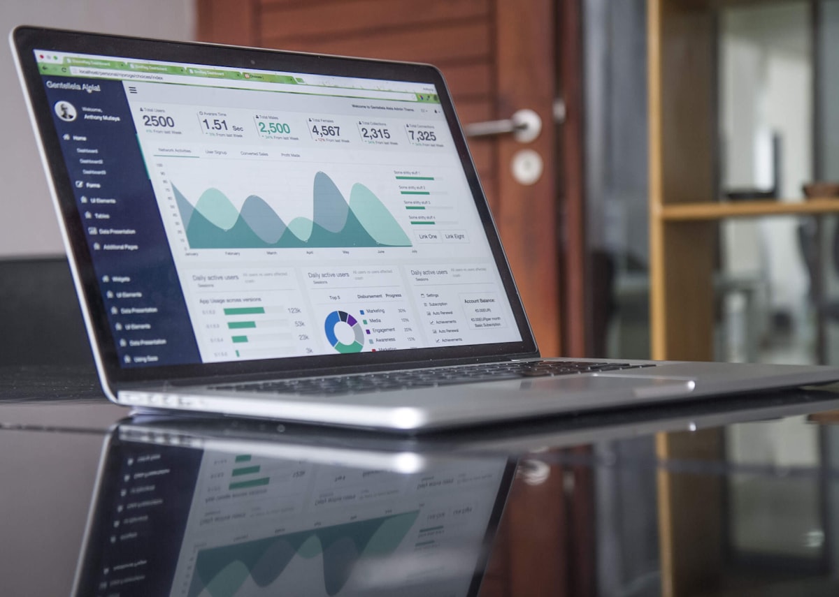 Remote SEO research and content work on a laptop